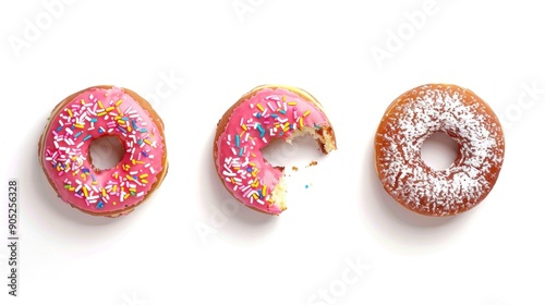 Three Donuts with Different Toppings