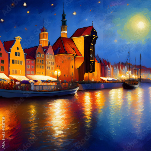 Oil painting of Gdańsk