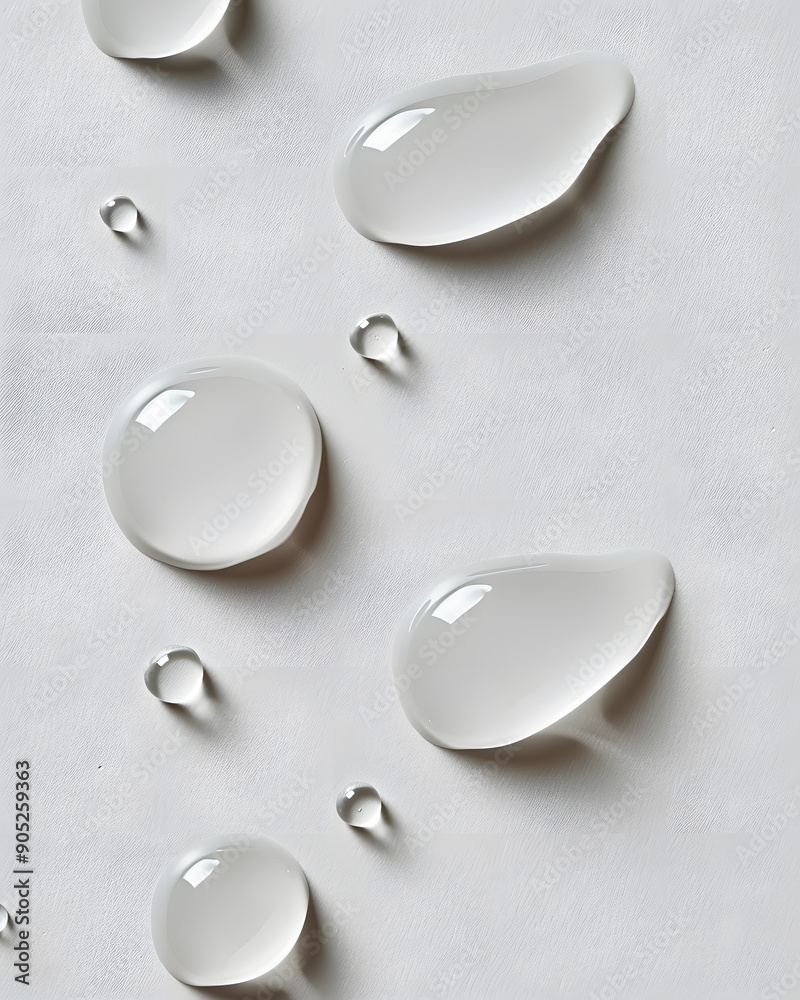 Rain water drops on white background. Pure realistic droplets top view Rain water drops on white background. Pure realistic droplets top view