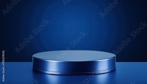 3d render of blue podium on blue background, best for product presentation.