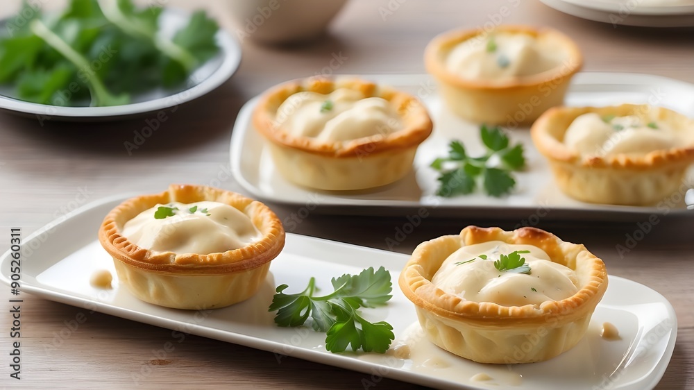 Little pies of chicken with a creamy garlic sauce Little pies of chicken with a creamy garlic sauce