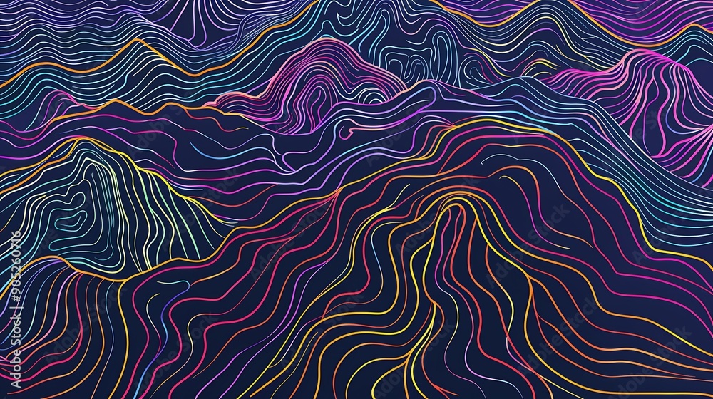 Fototapeta premium Abstract Colorful Lines Forming a Wavy Mountain Landscape