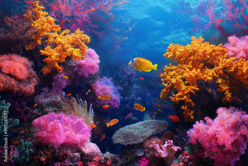 Wallpaper Mural Coral and vibrant fish beneath the sea. Torontodigital.ca