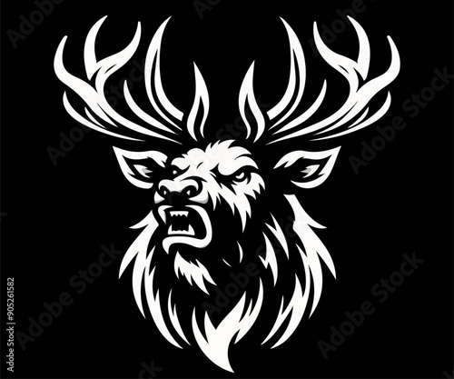 head of a elk | head of deer | angry deer | head of a bull | tribal deer tattoo | silhouette elk | silhouette artwork | head of a deer tattoo | deer vector | elk artwork | bull roar | deer minimal