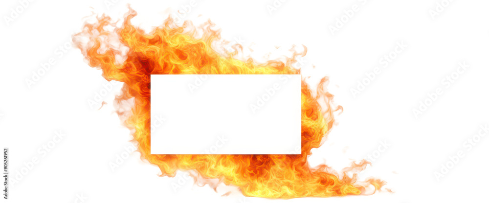Obraz premium Fire flame with a blank space for text or graphics isolate on transparent background, cutout, png