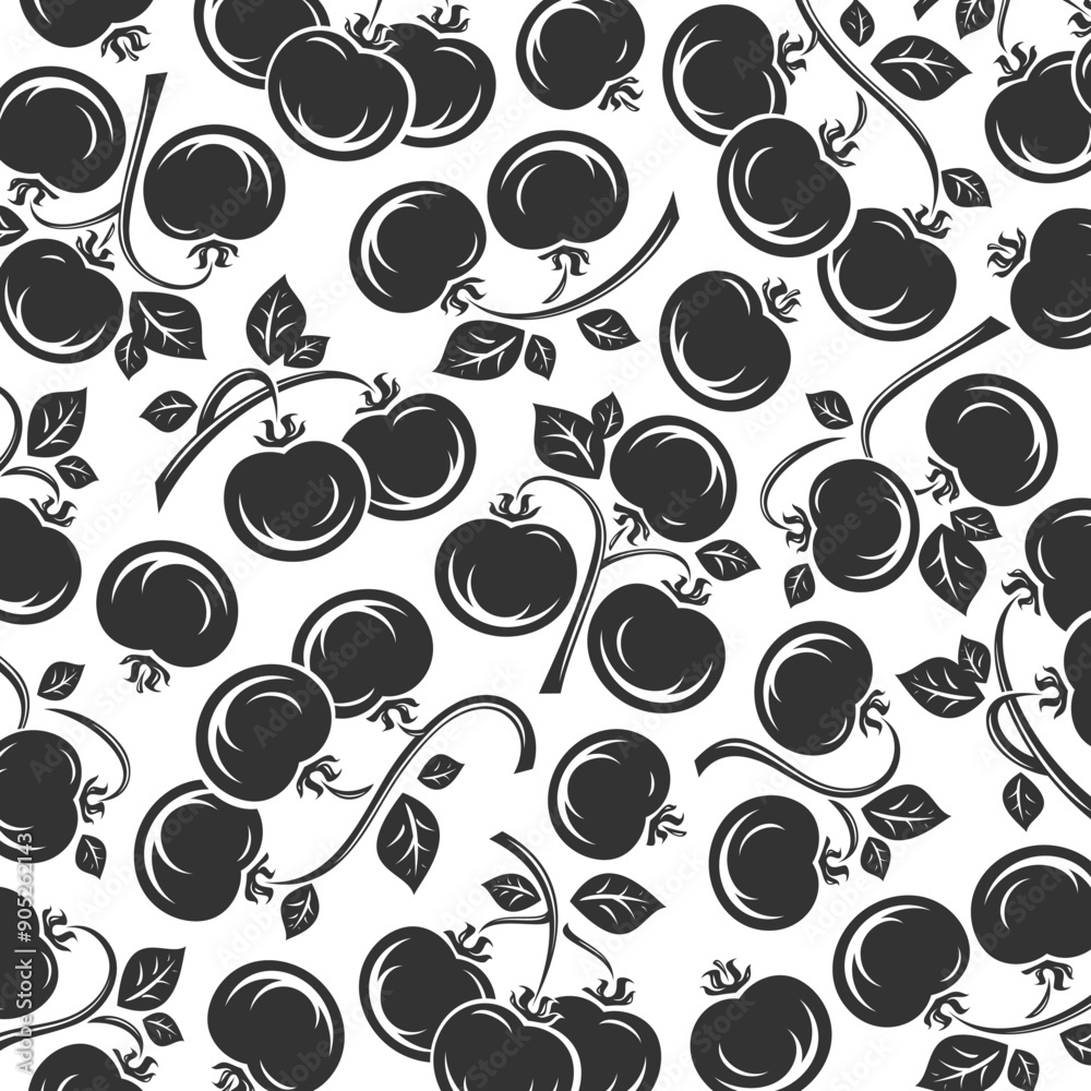 Fototapeta premium Tomato pattern background set. Collection icon tomato. Vector