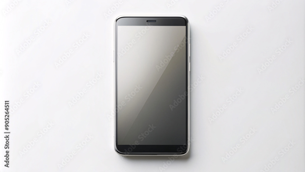 top view of a modern phone on a white background top view of a modern phone on a white background