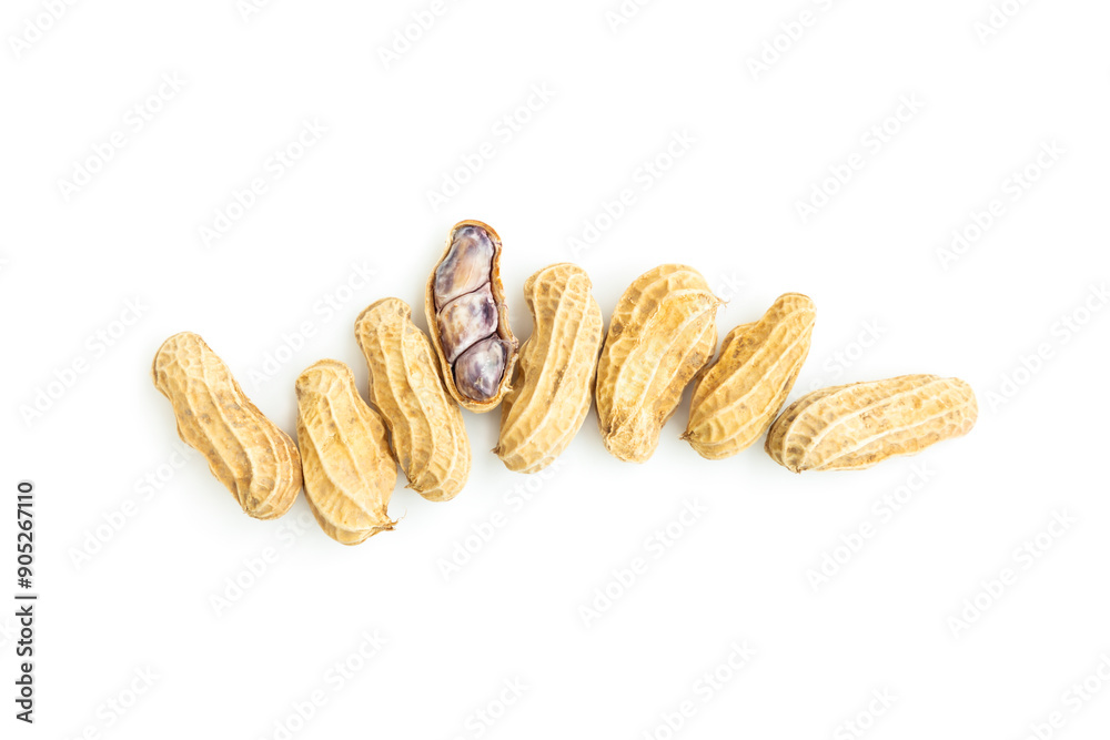 Peanuts isolated on white background, healthy food, Food ingredient. Peanuts isolated on white background, healthy food, Food ingredient.