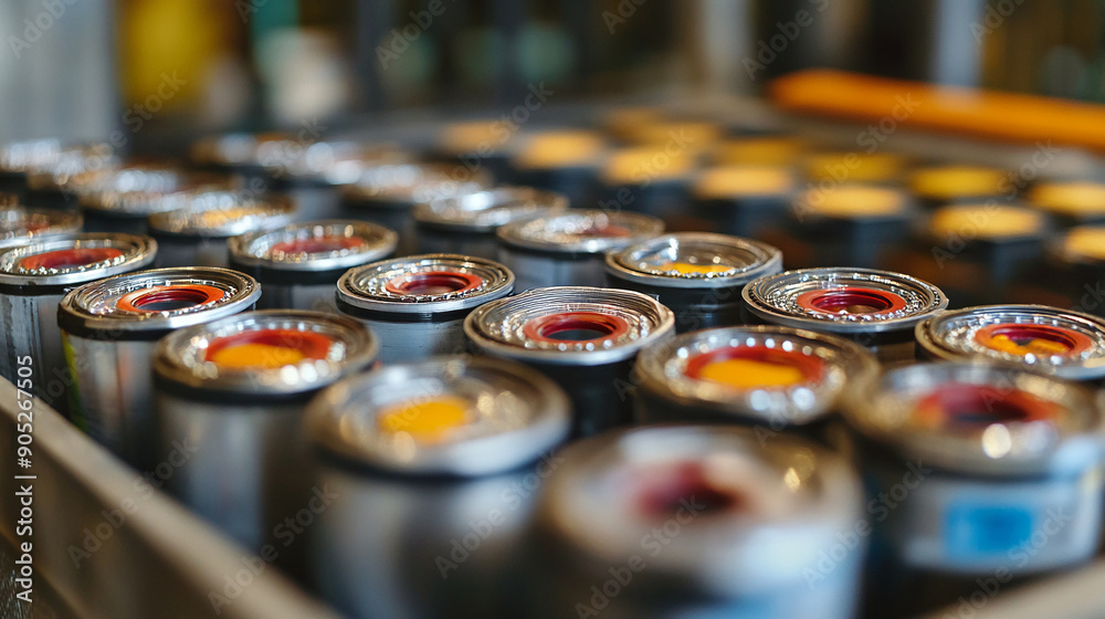 Closeup of a battery recycling process in action. Closeup of a battery recycling process in action.