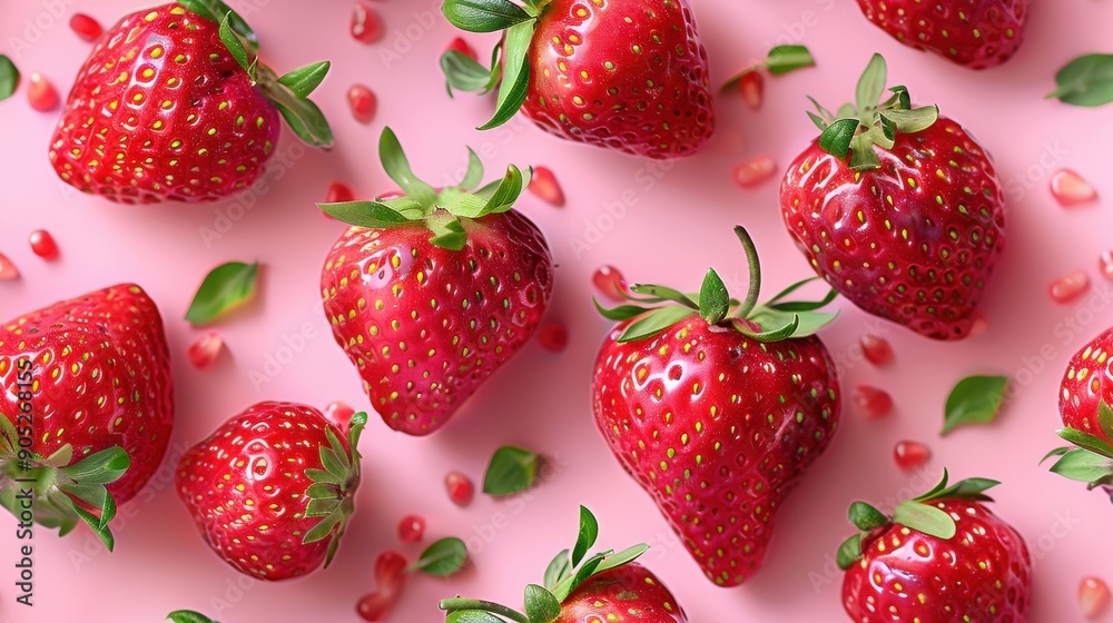 strawberry on pink background strawberry on pink background