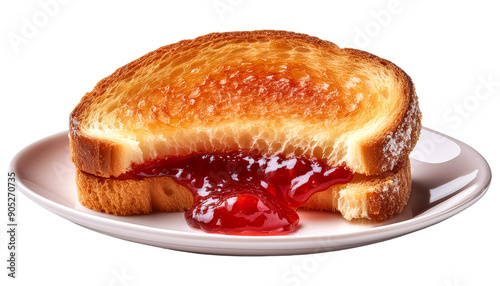 Wallpaper Mural Delicious toasted bread with strawberry jam oozing out, served on a white plate. Perfect for a sweet breakfast or snack. Torontodigital.ca