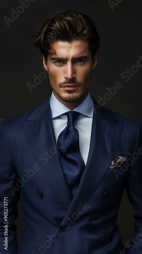 businessman on a navy blue suit