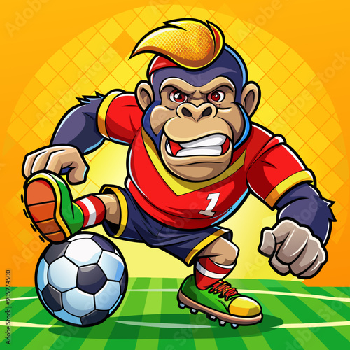 monkey cartoon football soccer mascot gorilla