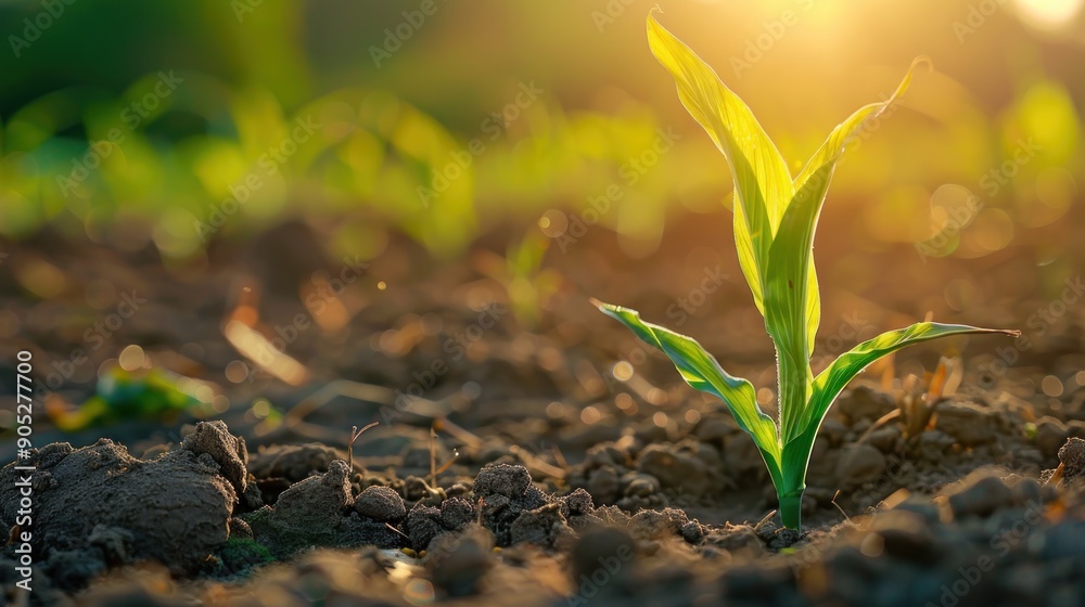 Young Corn Plant in Soil Young Corn Plant in Soil