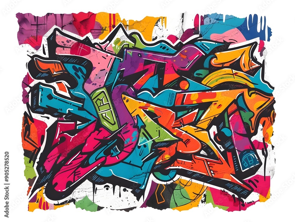 Obraz premium Vibrant Streetwear Graffiti Sticker Design for Apparel and Branding