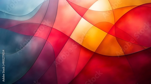 Curved Abstract Waves in Warm and Cool Colors - Great for Modern Art, Graphic Design, and Creative Projects