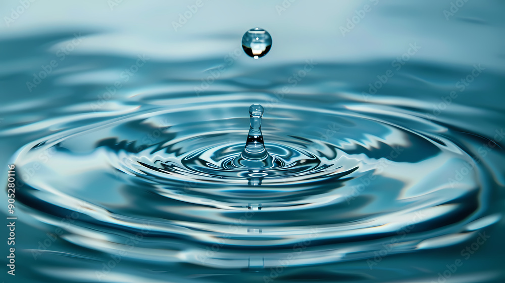Beautiful moment of water drops and ripples, the natural beauty of clear water Beautiful moment of water drops and ripples, the natural beauty of clear water