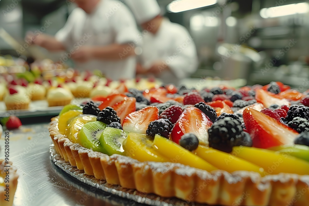 Fresh Fruit Tart in a Bakery Setting Fresh Fruit Tart in a Bakery Setting