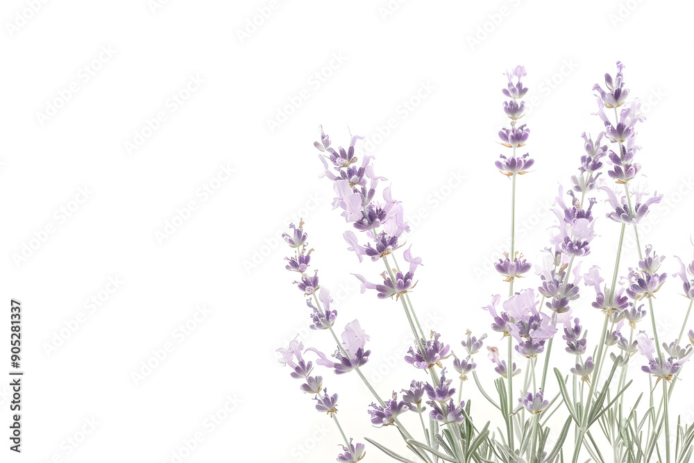 Naklejka premium Watercolor lavender blossom border flowers, white background