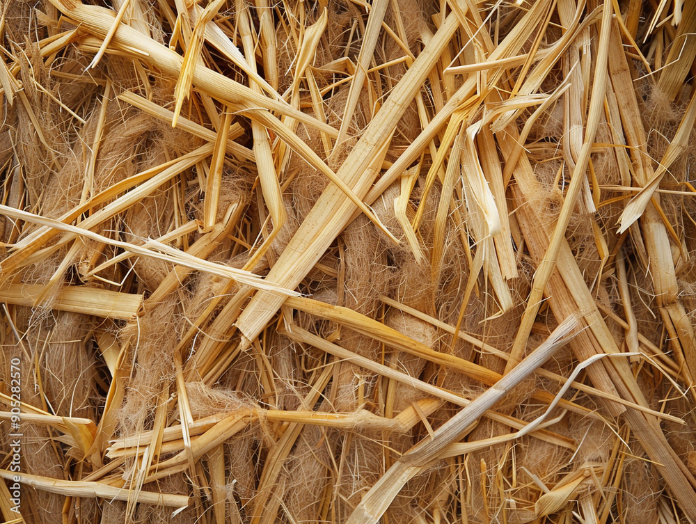 Natural Texture of Dried Grass and Straw Collected in Late Summer Harvest
