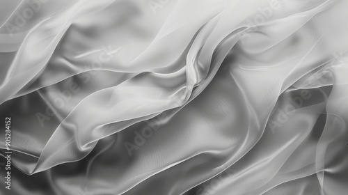 A delicate display of thin, white fabric that swirls and ebbs like gentle waves. photo