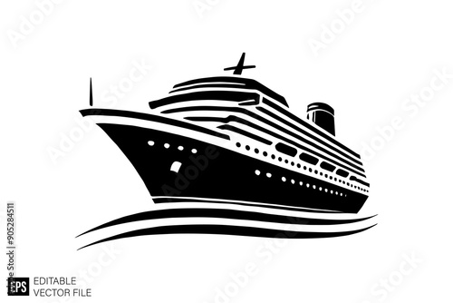 ship logo black and white vector clip art silhouette graphic design