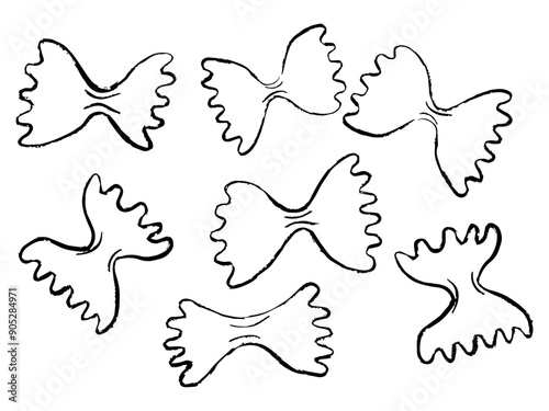  hand drawn illustration of farfalle pasta 