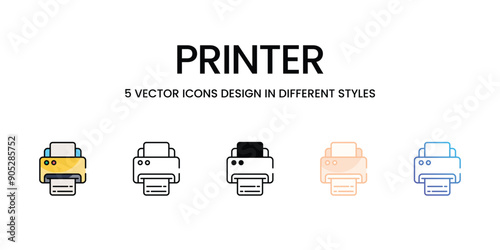 Printer icons set vector stock illustration