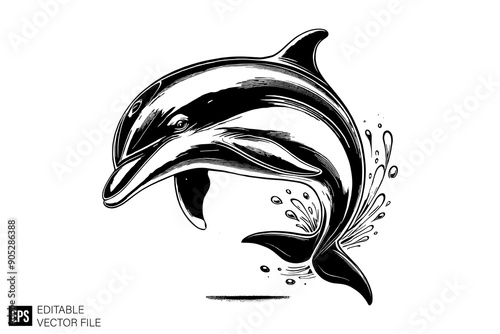 dolphine black and white vector clip art silhouette graphic design photo