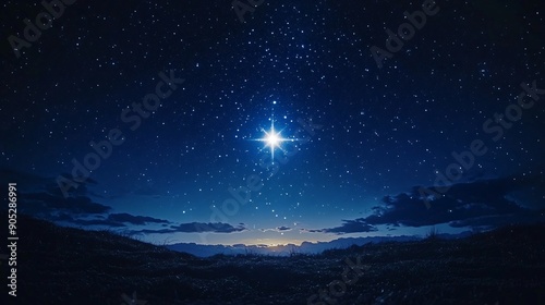 A single illuminated word floating in a vast starry sky symbolizing the power of faith and hope