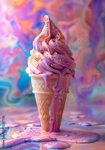 colorful ice cream on a blurred background