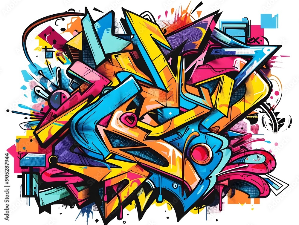 Naklejka premium Explosive and Stylized Street Art Graffiti Suitable for Streetwear and Apparel Design