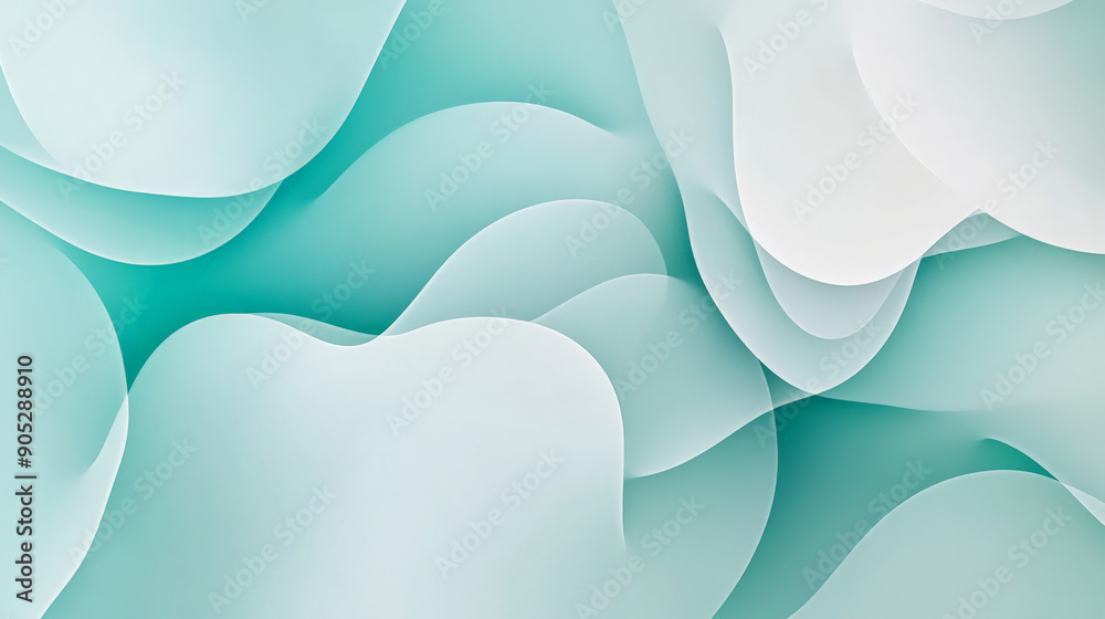Obraz premium A mint abstract background showcasing a geometric pattern of overlapping shapes in various shades of mint. The modern design adds visual interest and complexity.