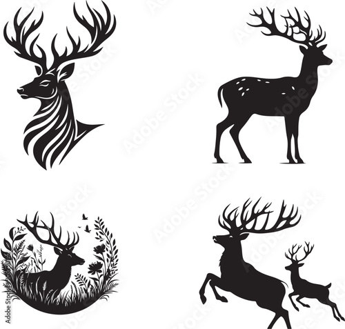 set of deer silhouettes
