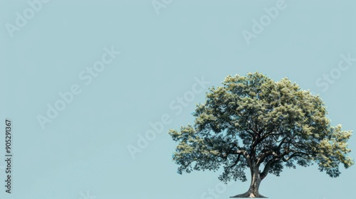 tree on blue background with copy space photo