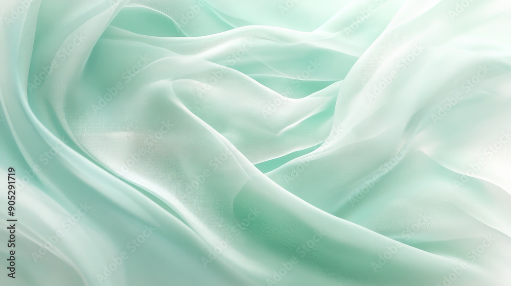 A mint abstract background with a light, airy chiffon texture. The flowing fabric adds a delicate and ethereal feel. A mint abstract background with a light, airy chiffon texture. The flowing fabric adds a delicate and ethereal feel.