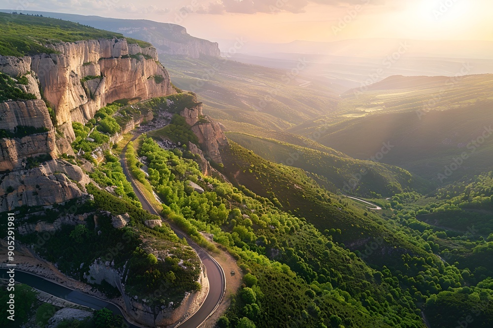 Obraz premium view from the top of the mountain, Generative AI