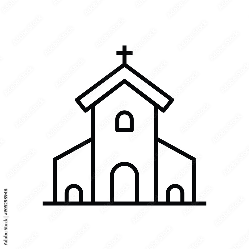 church building icon, building of worship, religious building illustration outline style church building icon, building of worship, religious building illustration outline style