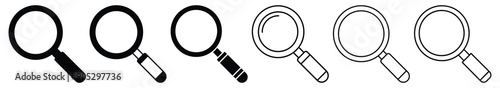 Magnifying glass icon, magnifier or loupe sign. Search icon.