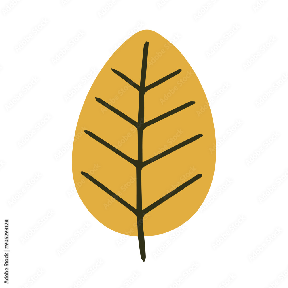 Autumn leaf in flat style on white background, vector illustration.