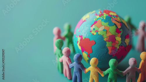 Fototapeta Naklejka Na Ścianę i Meble -  people around the planet earth. International Credit Union Day