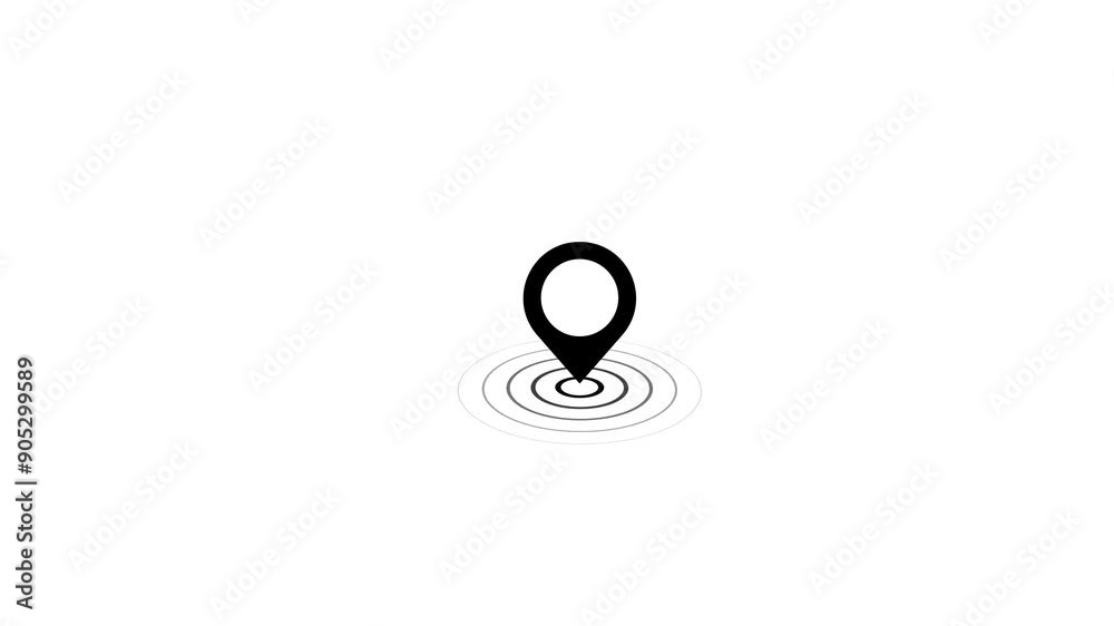 Location icon animation with radio waves,target of map location concept