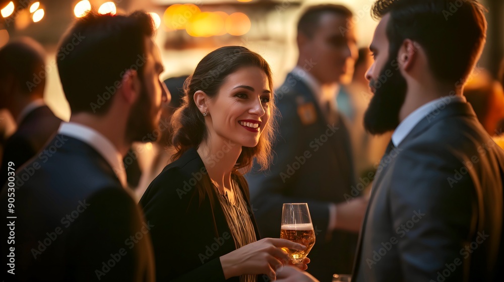 Charming Social Gathering: Friends Enjoying an Evening Drink Charming Social Gathering: Friends Enjoying an Evening Drink