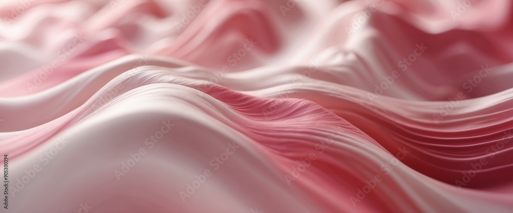 Fototapeta premium Beautiful graceful abstract background of flowing white and pink wavy lines.