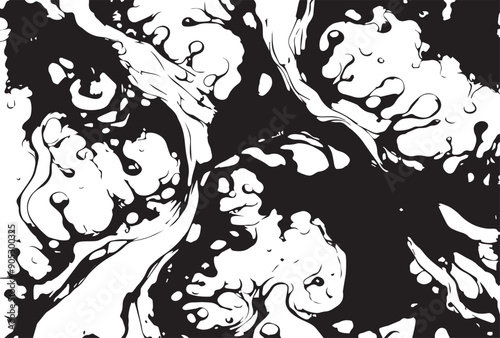 Beautiful abstraction of liquid paints in slow blending flow mixing together gently