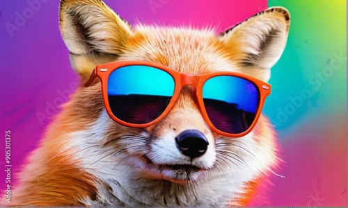 Fox Wearing Colorful Sunglasses