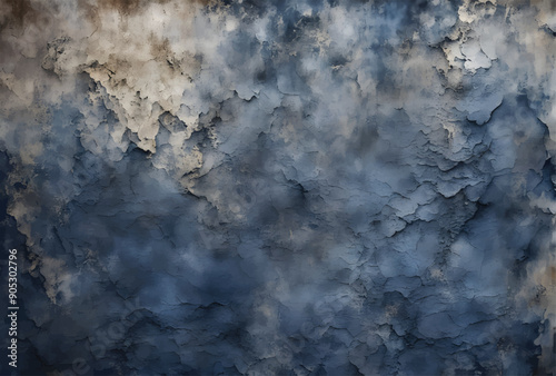 Beautiful Abstract Grunge Decorative Navy Blue Dark Stucco Wall Background. Art Rough Stylized Texture.