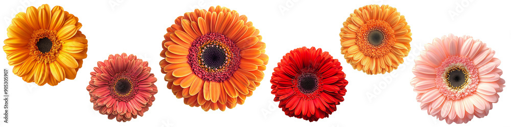 Gerbera, a variety of flowers, cut out , isolated background. Gerbera, a variety of flowers, cut out , isolated background.