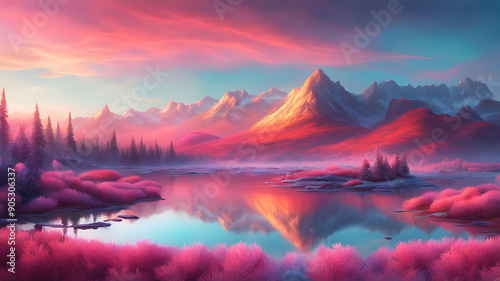 Serene Glassmorphism Landscape