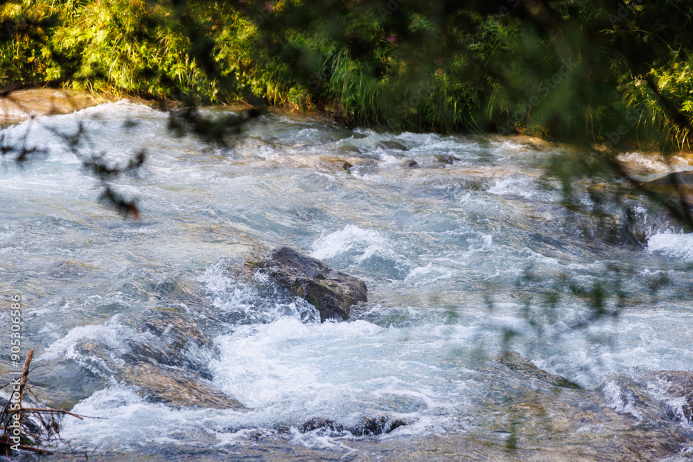 A photo of the Avisio stream near Canazei - Italy A photo of the Avisio stream near Canazei - Italy